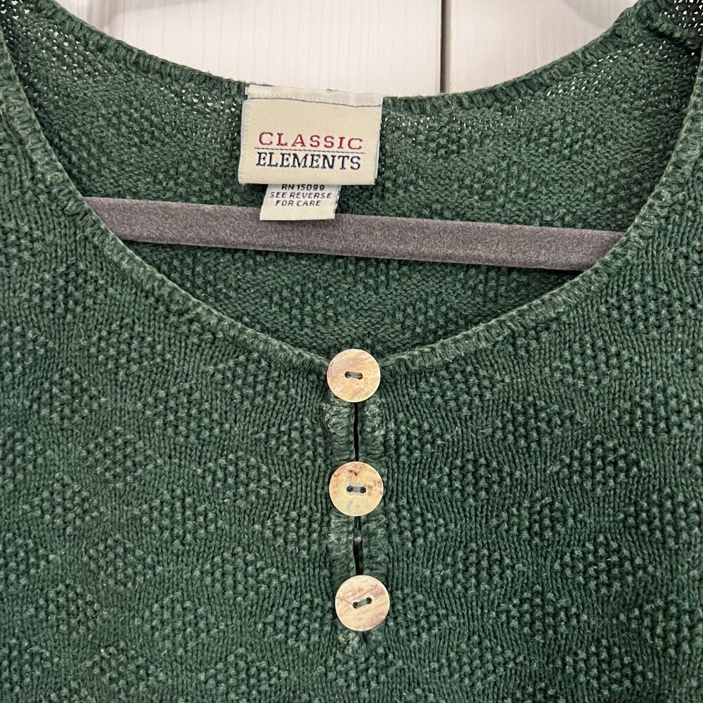 Classic Elements 100% Cotton Green Knit Sweater